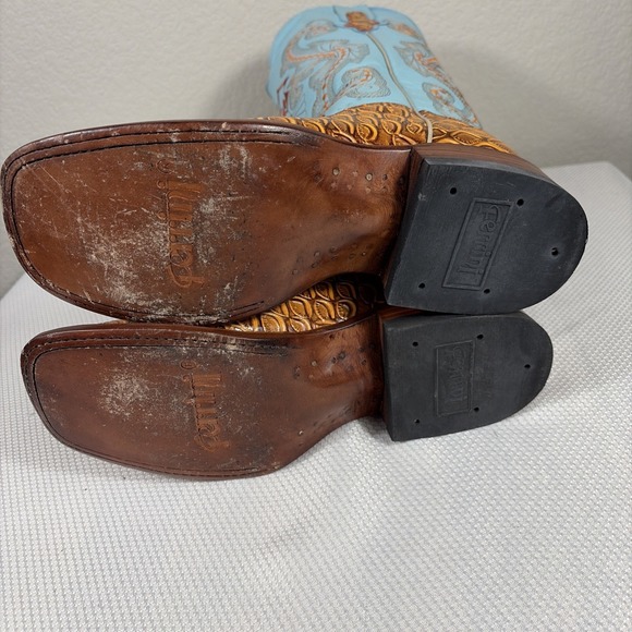 Ferrini Mens Print Cognac Leather Cowboy Boots Style: 9239302080B XCELL - Picture 5 of 15